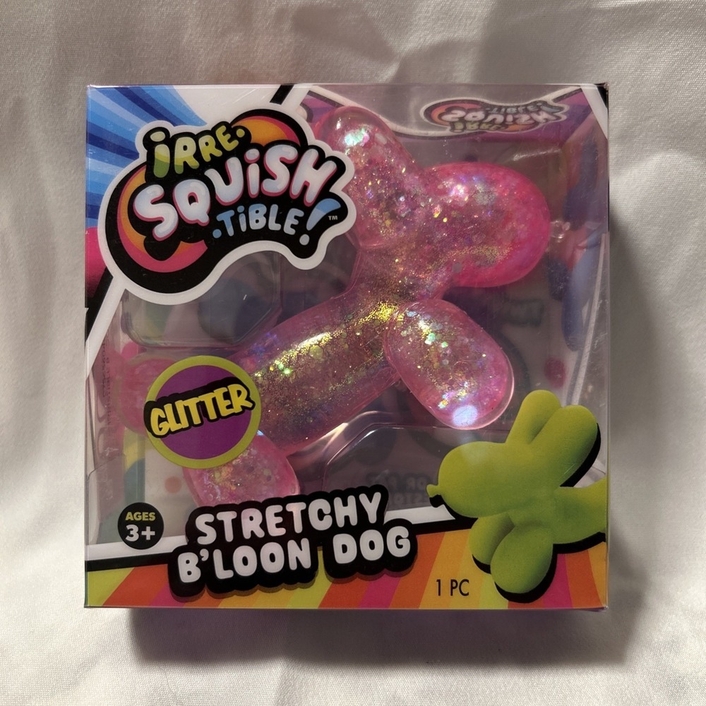 Squishy‎ Pink Glitter Stretchy B'loon Dog Stress Relief Toy